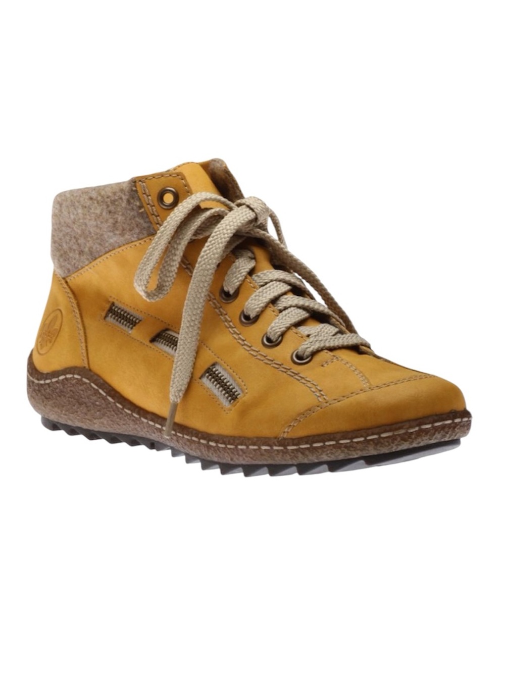 Rieker Women’s Morelia Yellow Fleece Lined Lace-Up Ankle Sneakers Size 41